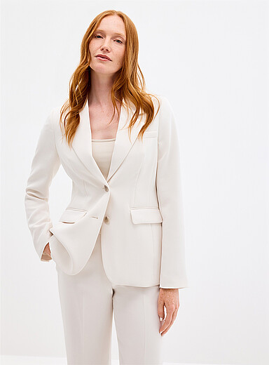 Two-button textured crepe blazer