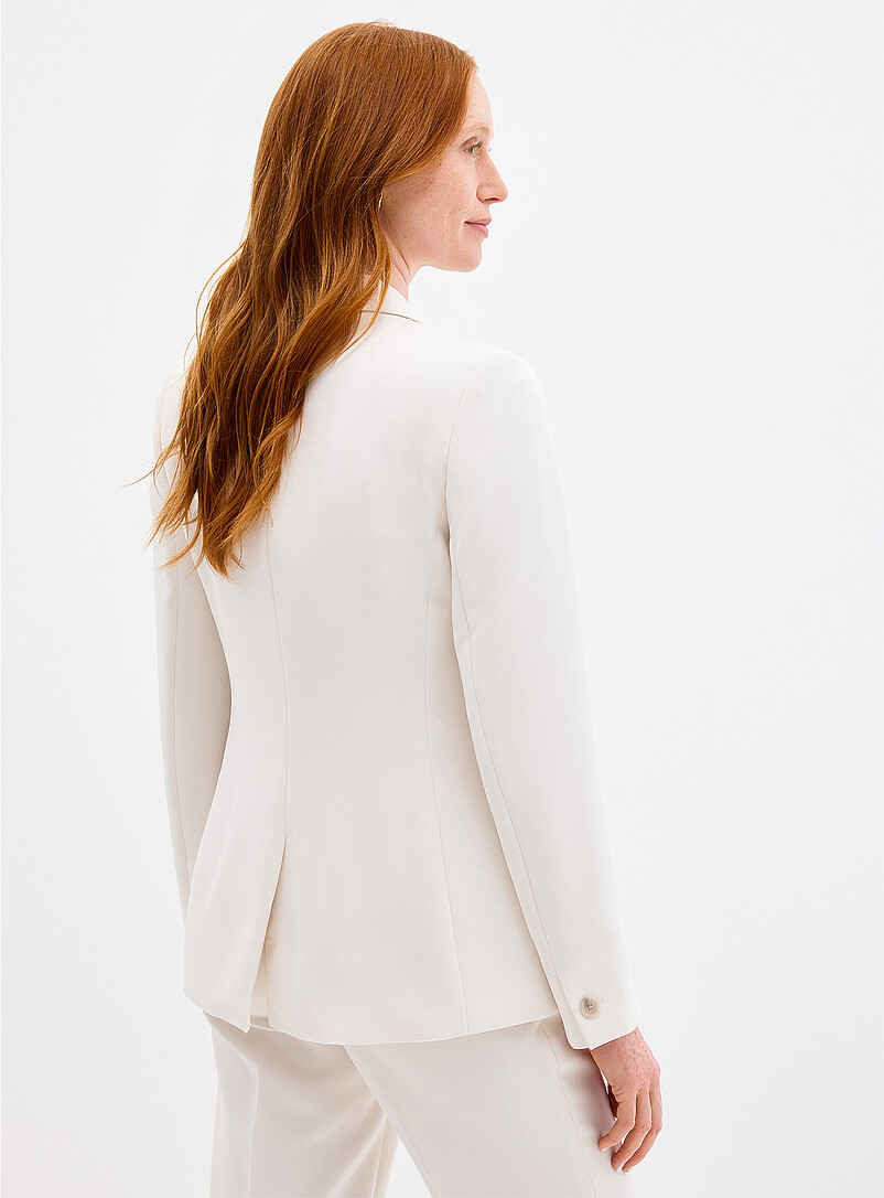 Contemporaine: Le veston cr&ecirc;pe textur&eacute; extensible deux boutons Bleu marine - Bleu nuit pour femme