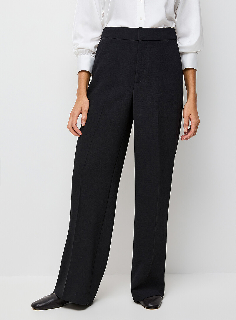 Contemporaine Black Moderne textured crepe pant <b>Fit: Wide leg, high rise</b> for women