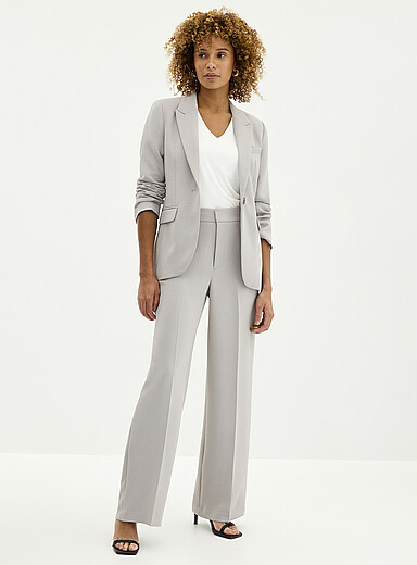 Contemporaine Grey Moderne textured crepe pant <b>Fit: Wide leg, high rise</b> for women