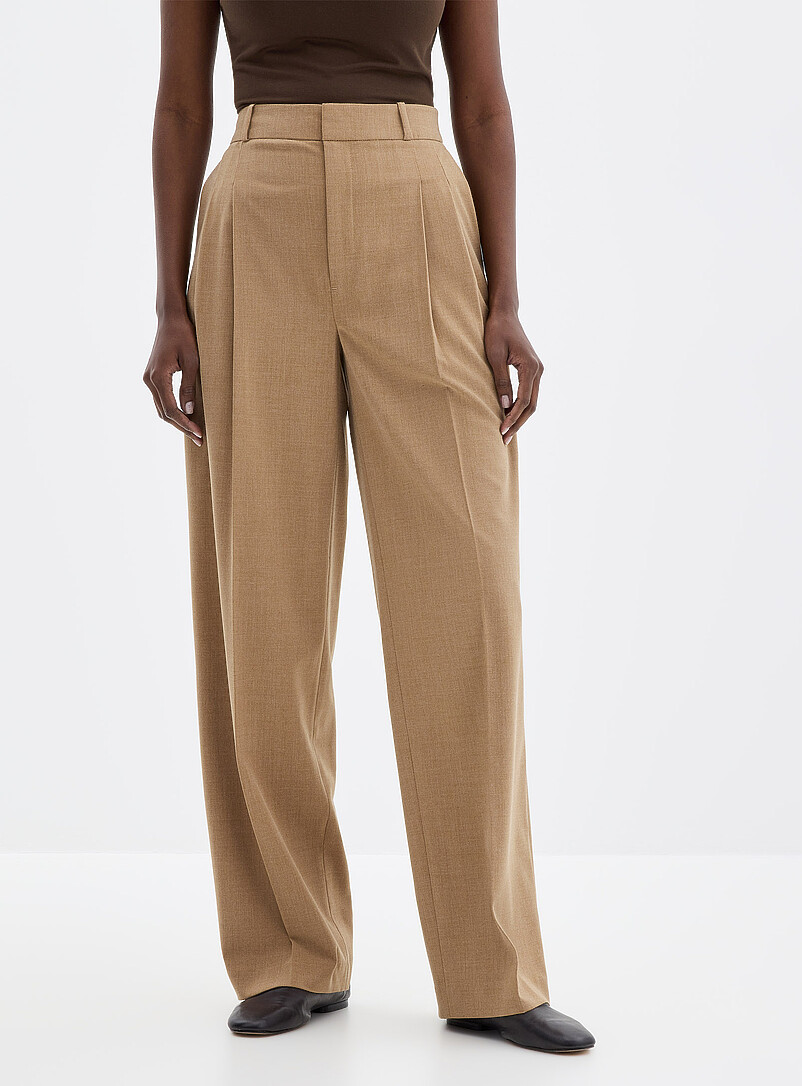 Contemporaine: Le pantalon Essentiel extensible <b>Coupe : jambe large, taille mi-haute</b> Miel - Chameau pour femme