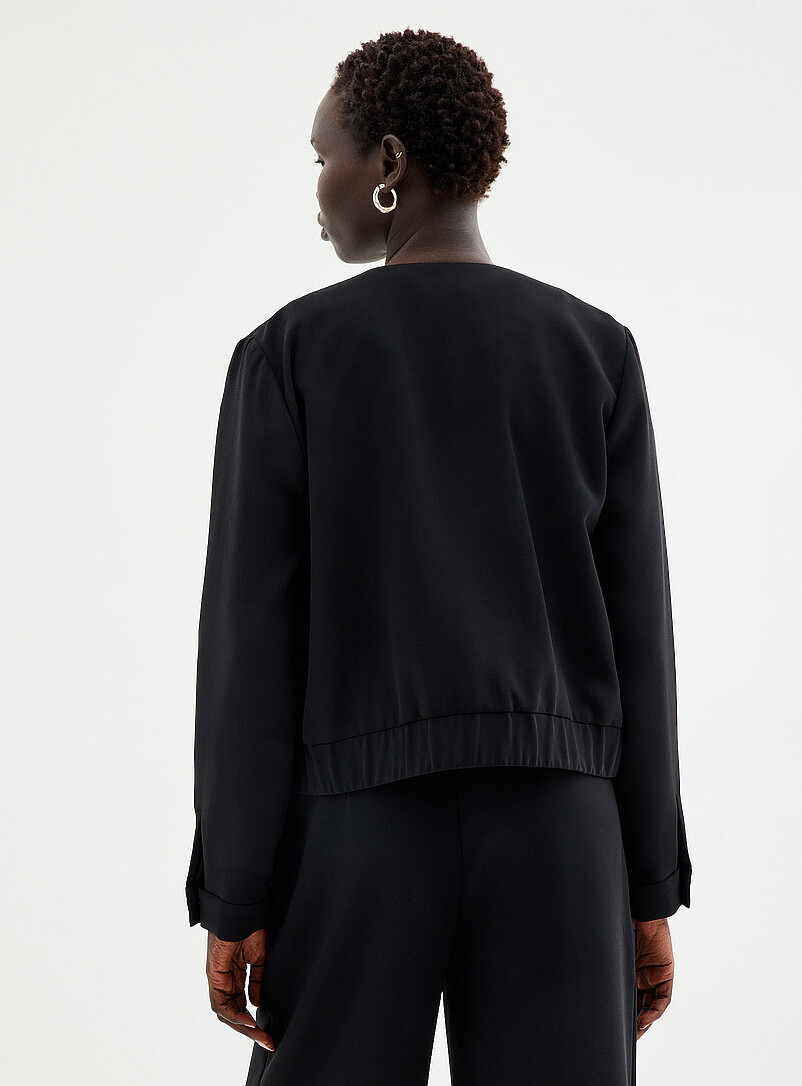 Contemporaine: Le blouson habill&eacute; cr&ecirc;pe textur&eacute; Chocolat - Espresso pour femme