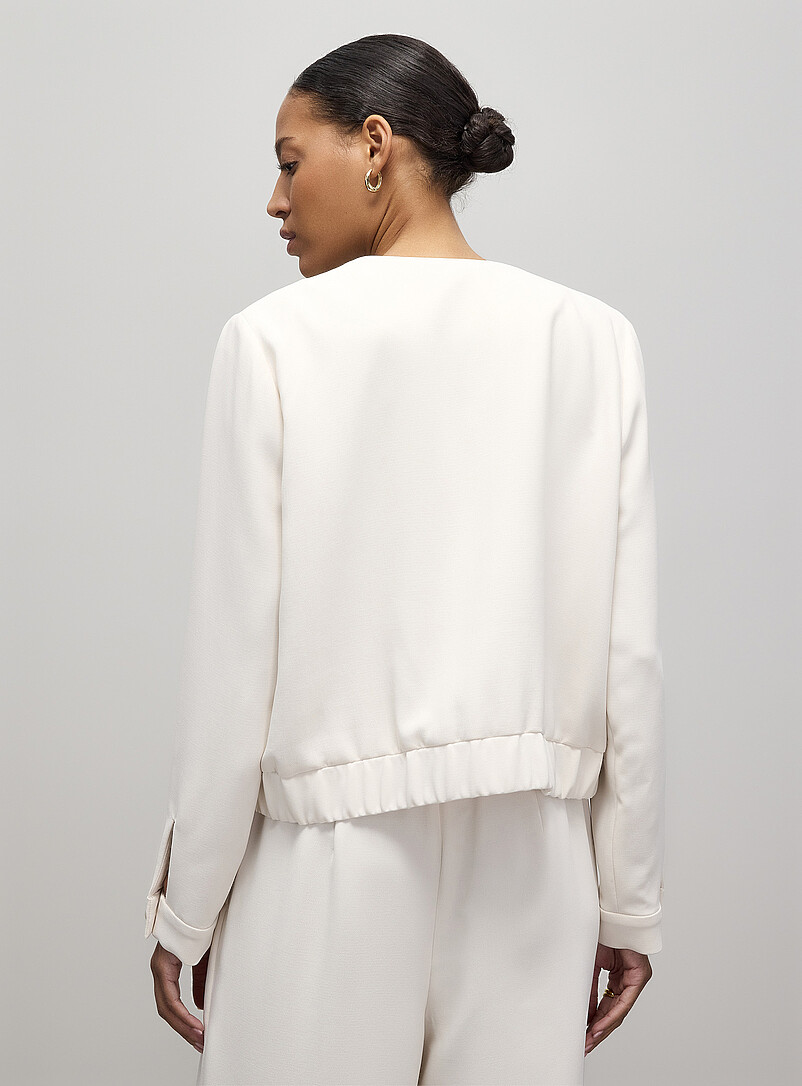 Contemporaine: Le blouson habill&eacute; cr&ecirc;pe textur&eacute; Chocolat - Espresso pour femme