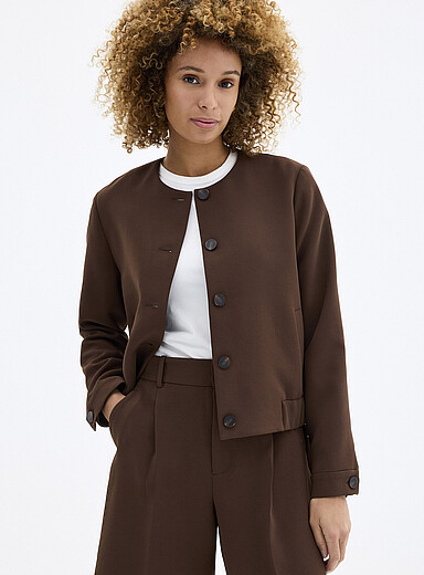 Textured crepe dress bomber jacket