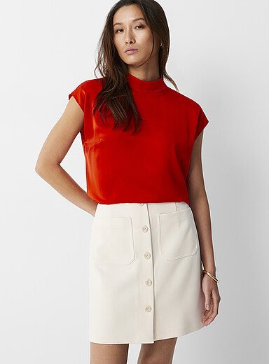 Jupe Courte en Laine Marron pour Femme Mini-Jupe Plissée Irrégulière, Jupe Rétro Taille Haute Une Ligne Jupe Courte Évasée Froncée pour Filles Dames Automne Hiver,XS