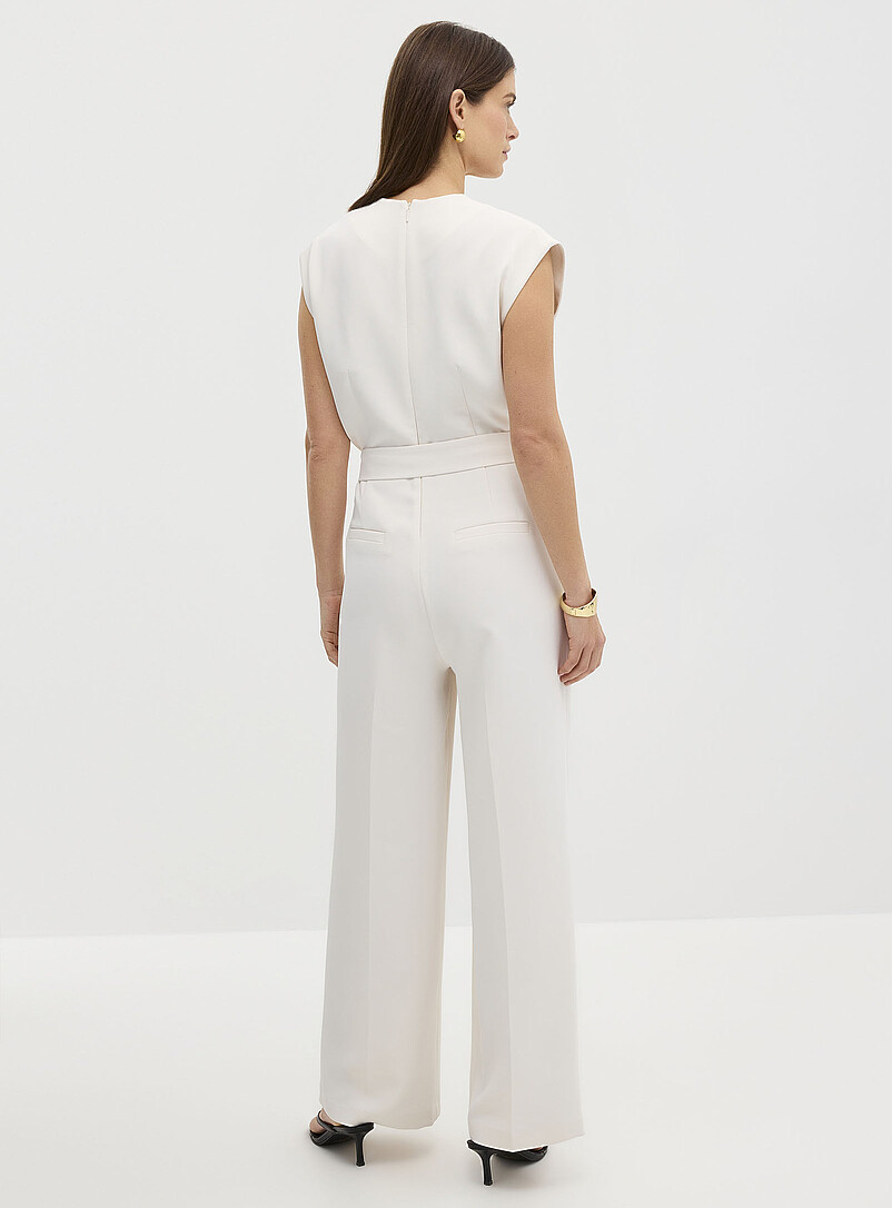 Contemporaine Black Textured-crepe belted jumpsuit for women