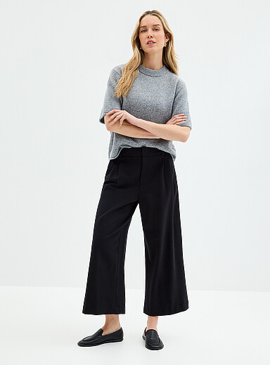 Cropped ponte pant <b>Fit: Wide leg, high rise</b>
