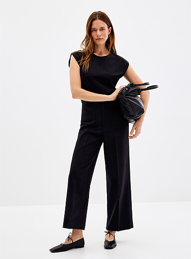 Patch pockets pant <b>Fit: Wide leg, high rise</b>