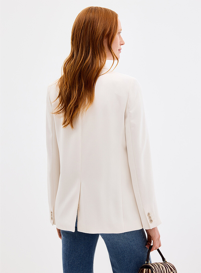 Contemporaine: Le veston cr&ecirc;pe textur&eacute; double boutonnage Brun noisette pour femme