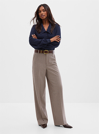 Moderne sophisticated checks pant <b>Fit: Wide leg, high rise</b>