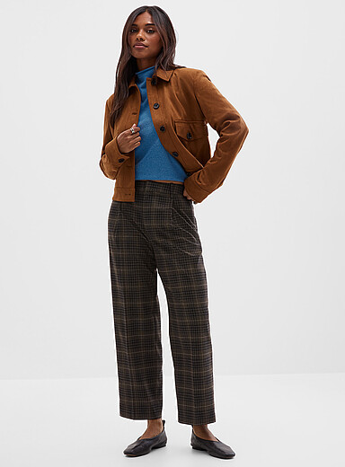 Two-pleat plaid pant <b>Fit: Straight leg, mid rise</b>