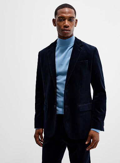 Le 31: Le veston velours c&ocirc;tel&eacute; coton bio <b>Coupe London - Semi-ajust&eacute;e</b> Bleu marine - Bleu nuit pour homme