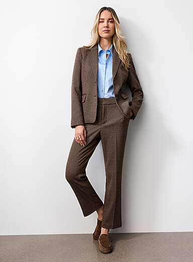 Coffee jacquard pant <b>Fit: Semi-slim leg, mid rise</b>