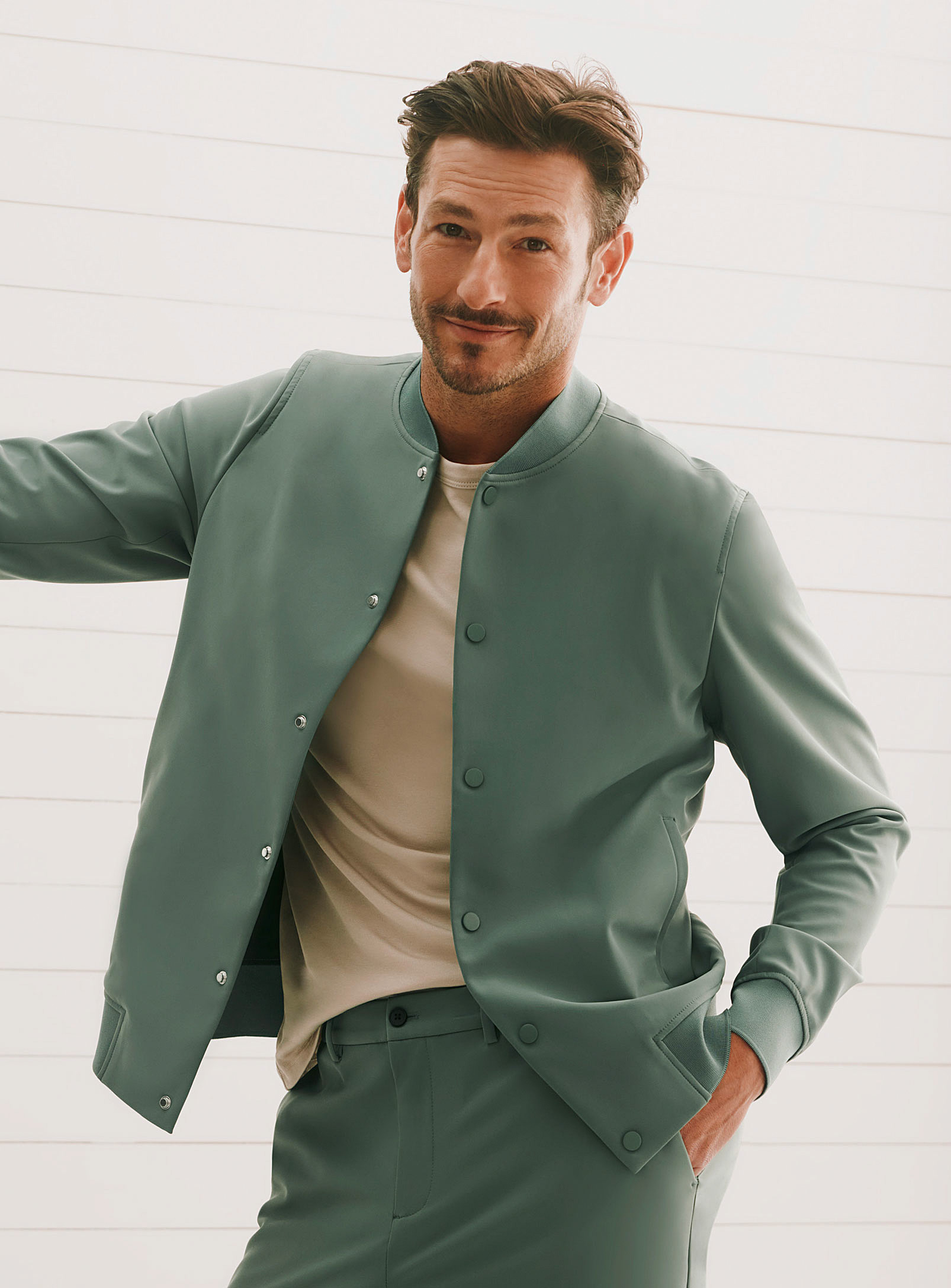 Le 31 Ponte Bomber Jacket Innovation Collection In Green