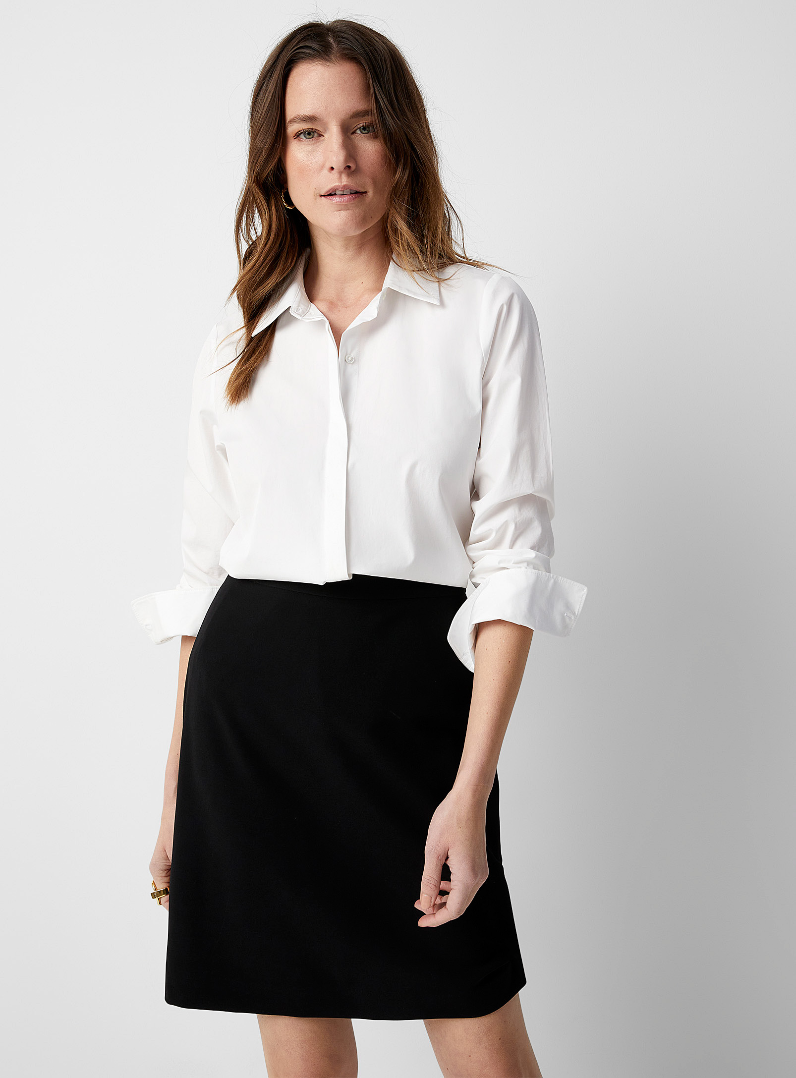 Contemporaine Suiting Crepe Straight Skirt In Black