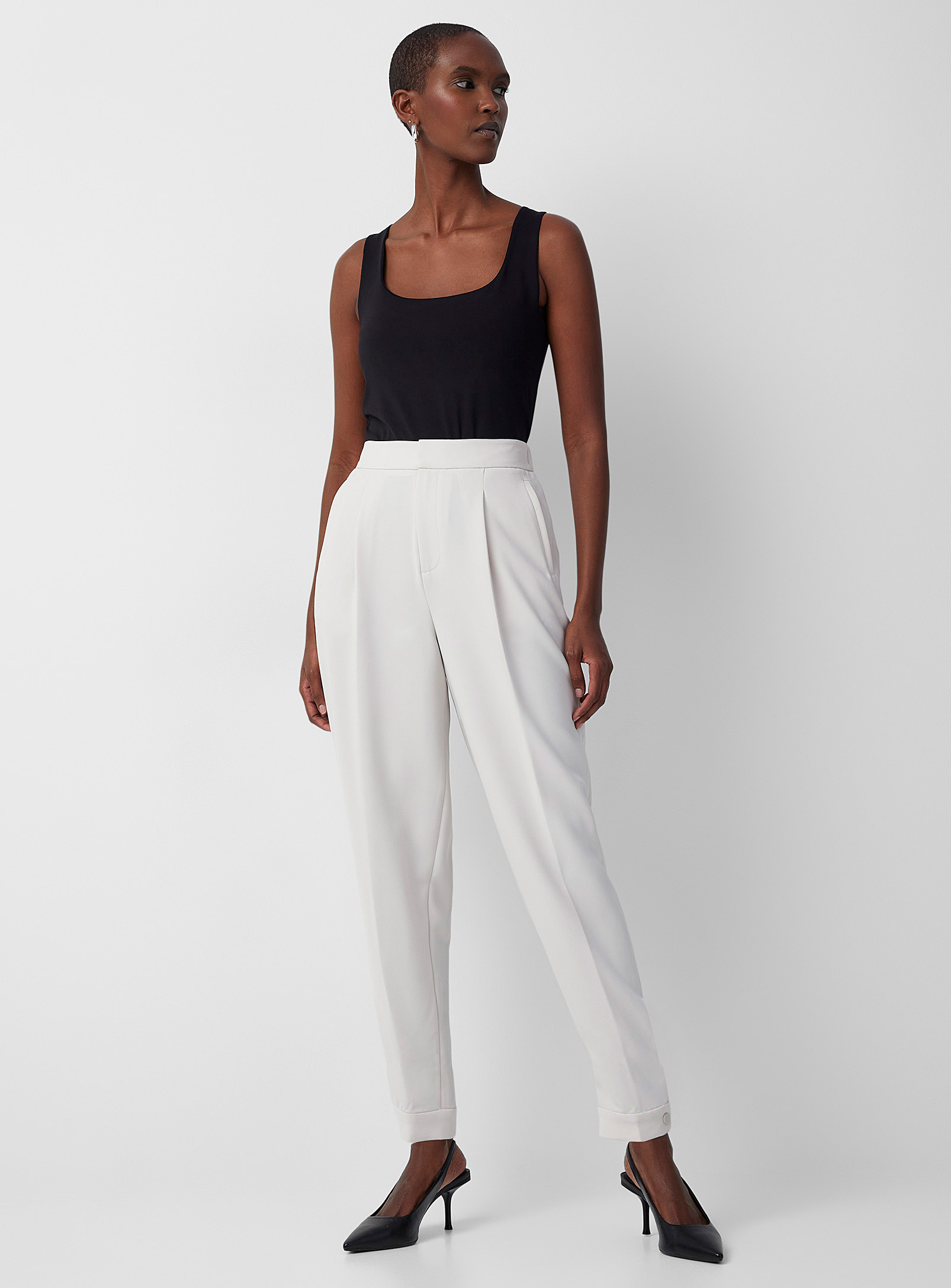 Contemporaine Flowing Balloon Pant In Ivory White