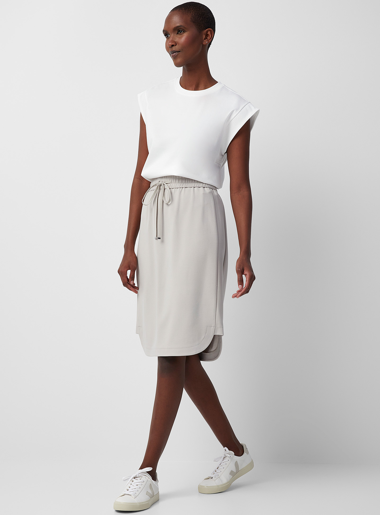 Contemporaine Comfort Waist Ponte Skirt In Light Grey