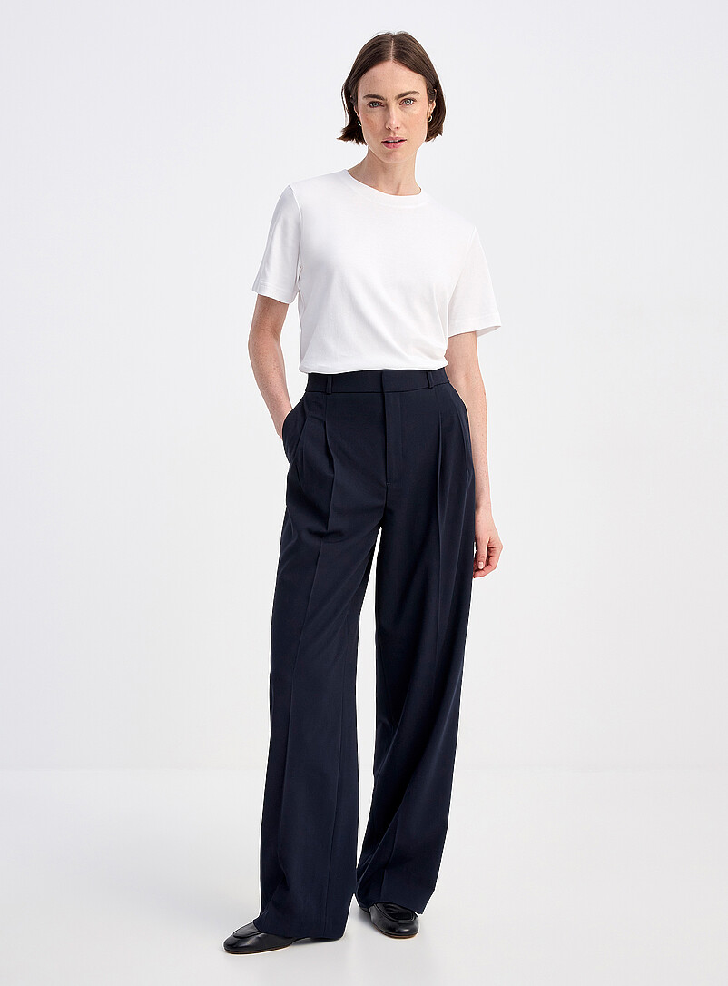 Essential Stretch Pant Fit: Wide Leg, Mid Rise
