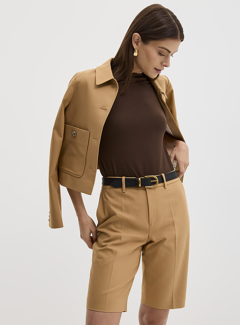 Dense pleated Bermuda short Fit: Straight leg, high rise product image (primary)