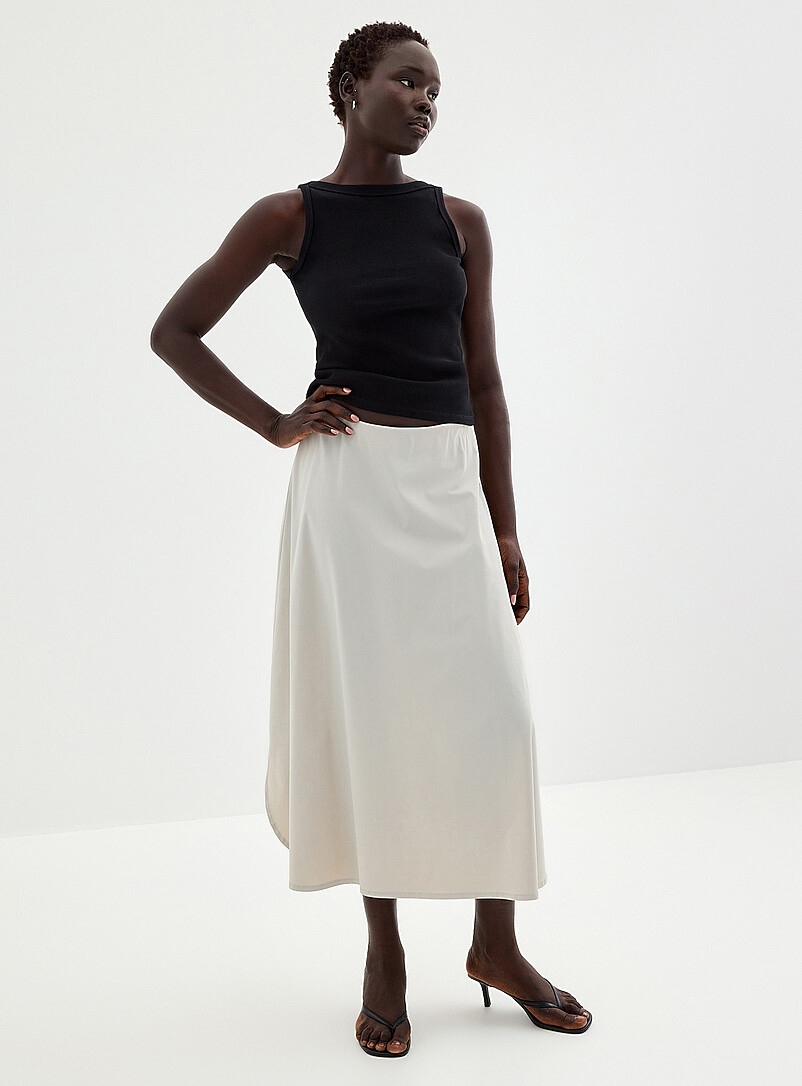 Technical Fabric Flared Maxi Skirt