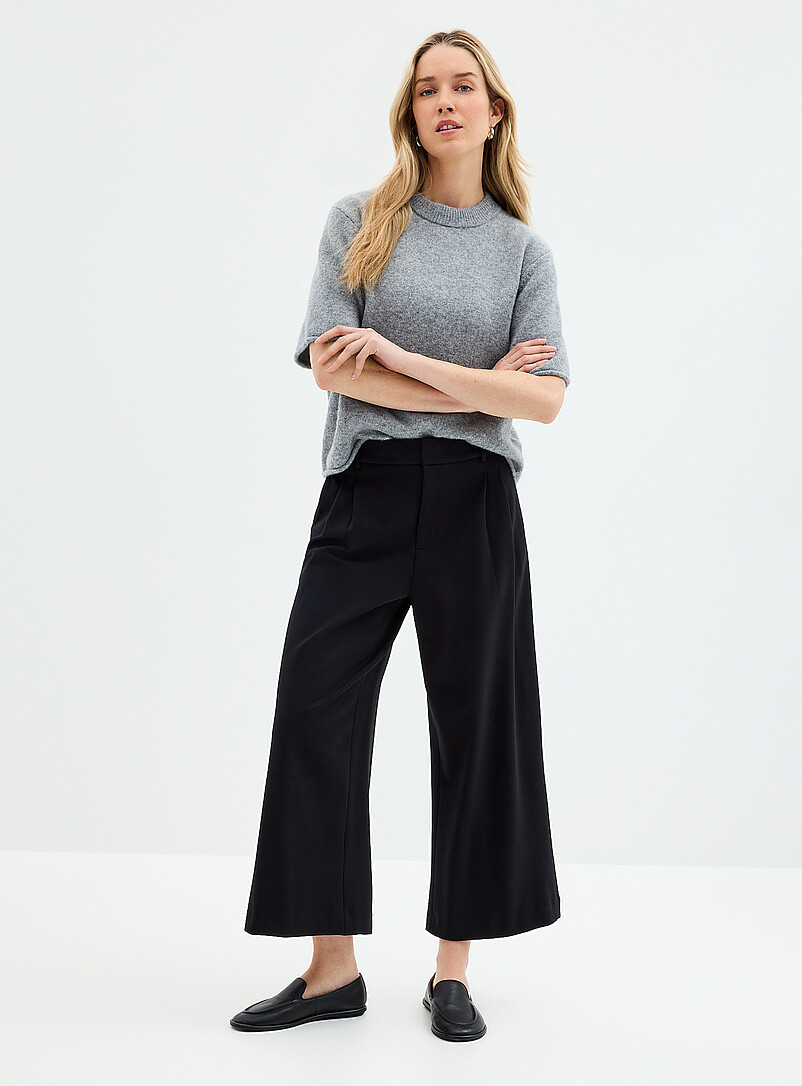 Cropped Ponte Pant Fit: Wide Leg, High Rise