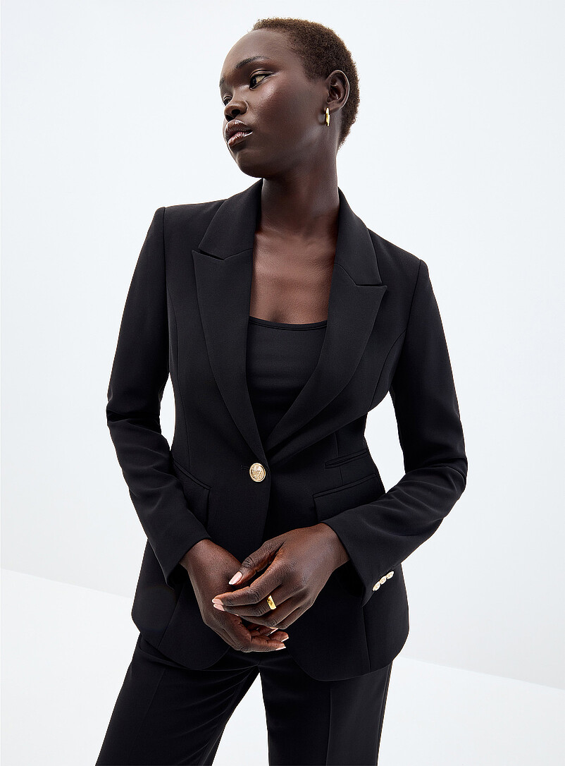 Crest buttons stretch crepe blazer product image (primary)