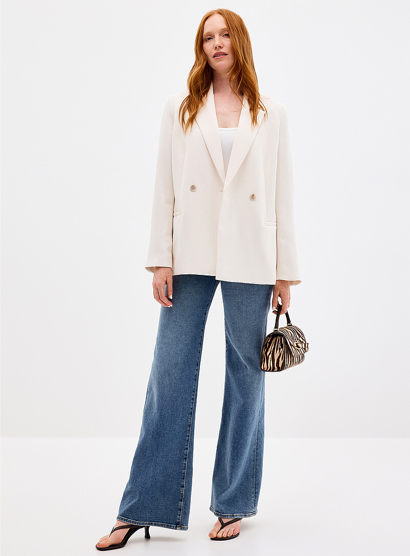 Double-Breasted Textured Crepe Blazer
