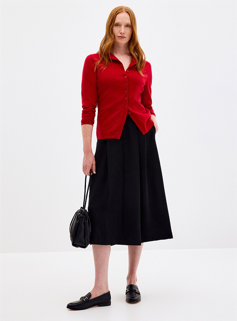 Flared textured crepe pleated skirt product image (primary)