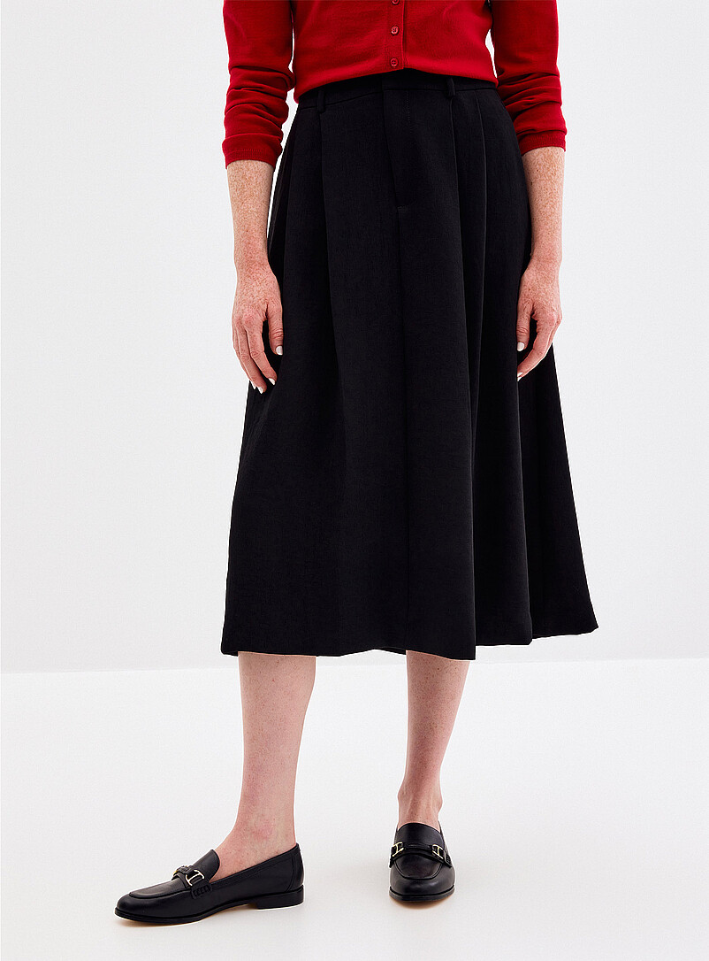Flared textured crepe pleated skirt product image 2
