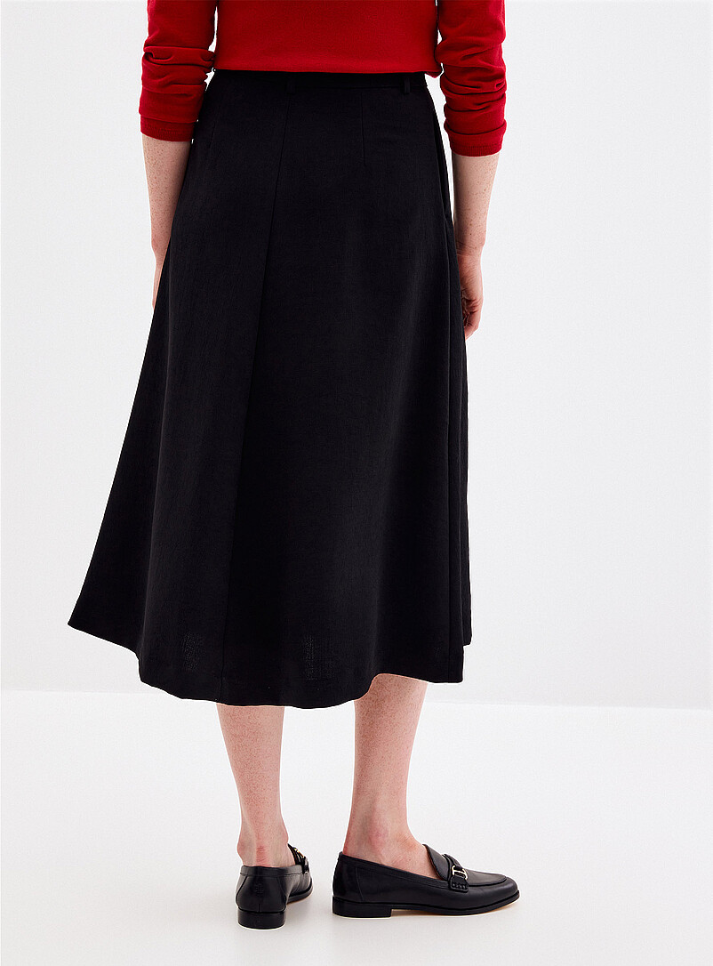 Flared textured crepe pleated skirt product image 3