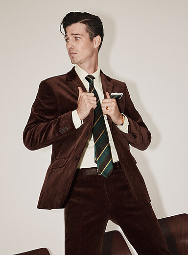 Organic cotton corduroy suit jacket <b>London fit - Semi-slim</b>