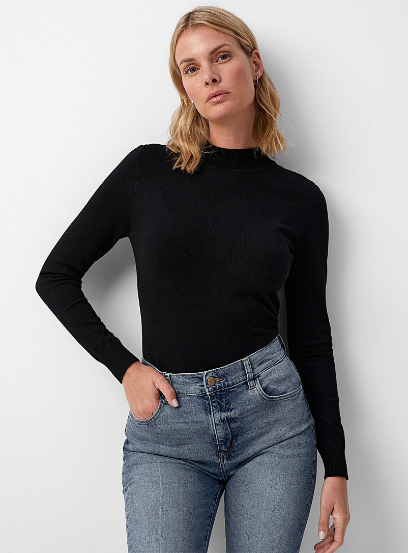 Contemporaine Black Fine-knit slim-fit mock neck for women