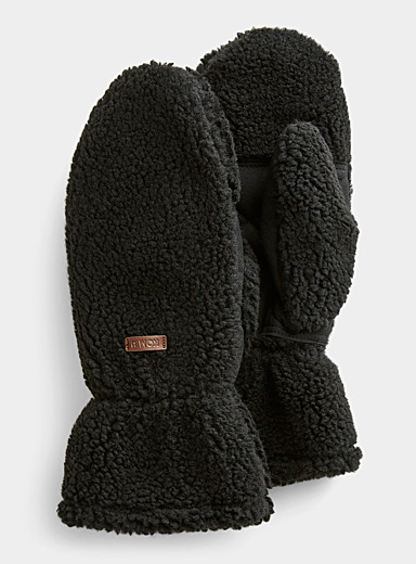 Faux-suede leather palm high-pile fleece mittens | Kombi | Shop Women's ...