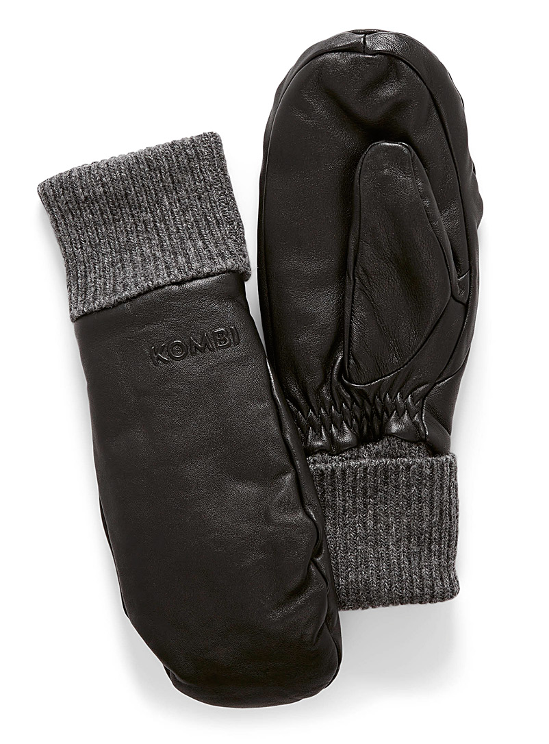 Kombi Black La Rolly leather mittens for women