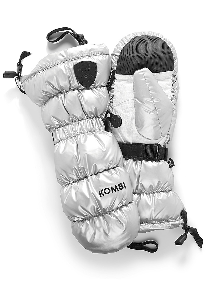 Kombi Silver Snazzy quilted half-arm mittens for women