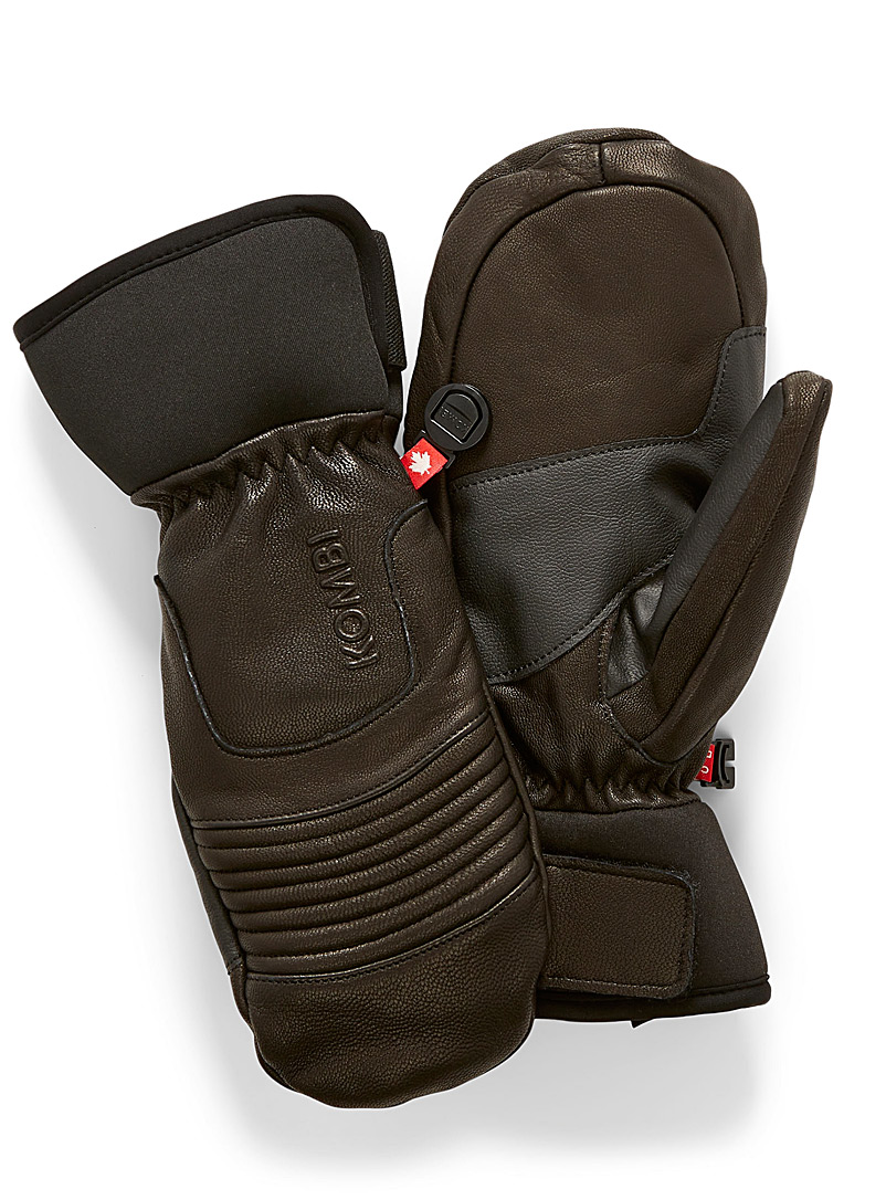 Kombi Black Drifter leather mittens for women