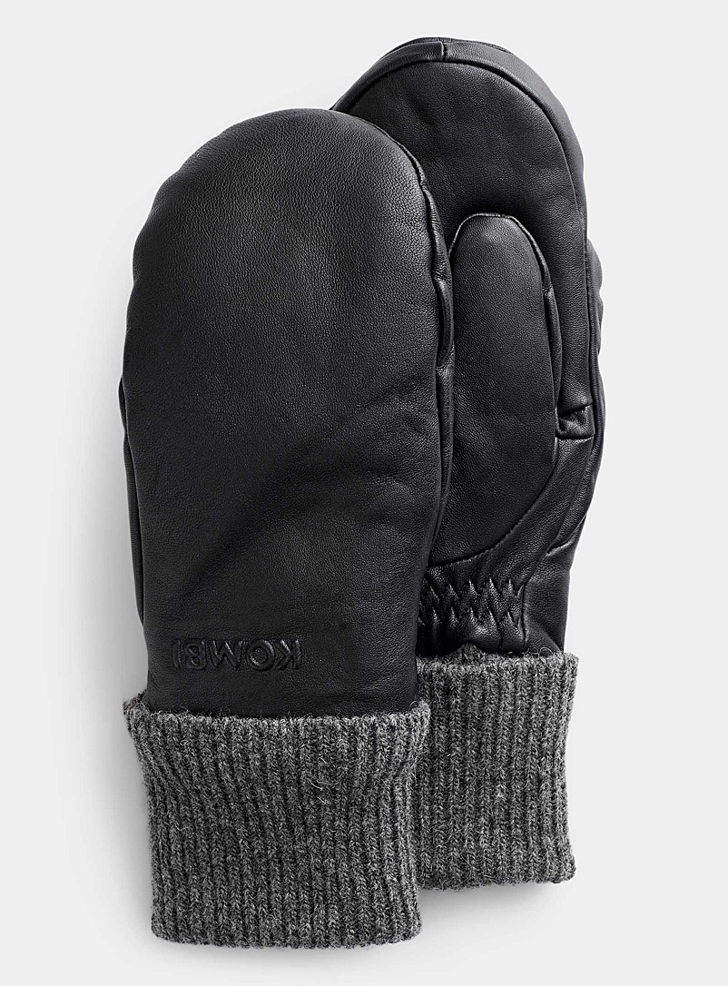 Kombi Black La Rolly leather mittens for women