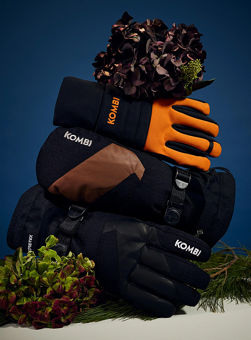Kombi Patterned Orange Endurance slim-fit gloves for men
