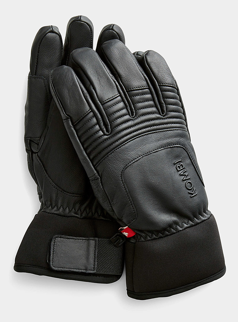 Kombi Black Drifter topstitched leather gloves for men