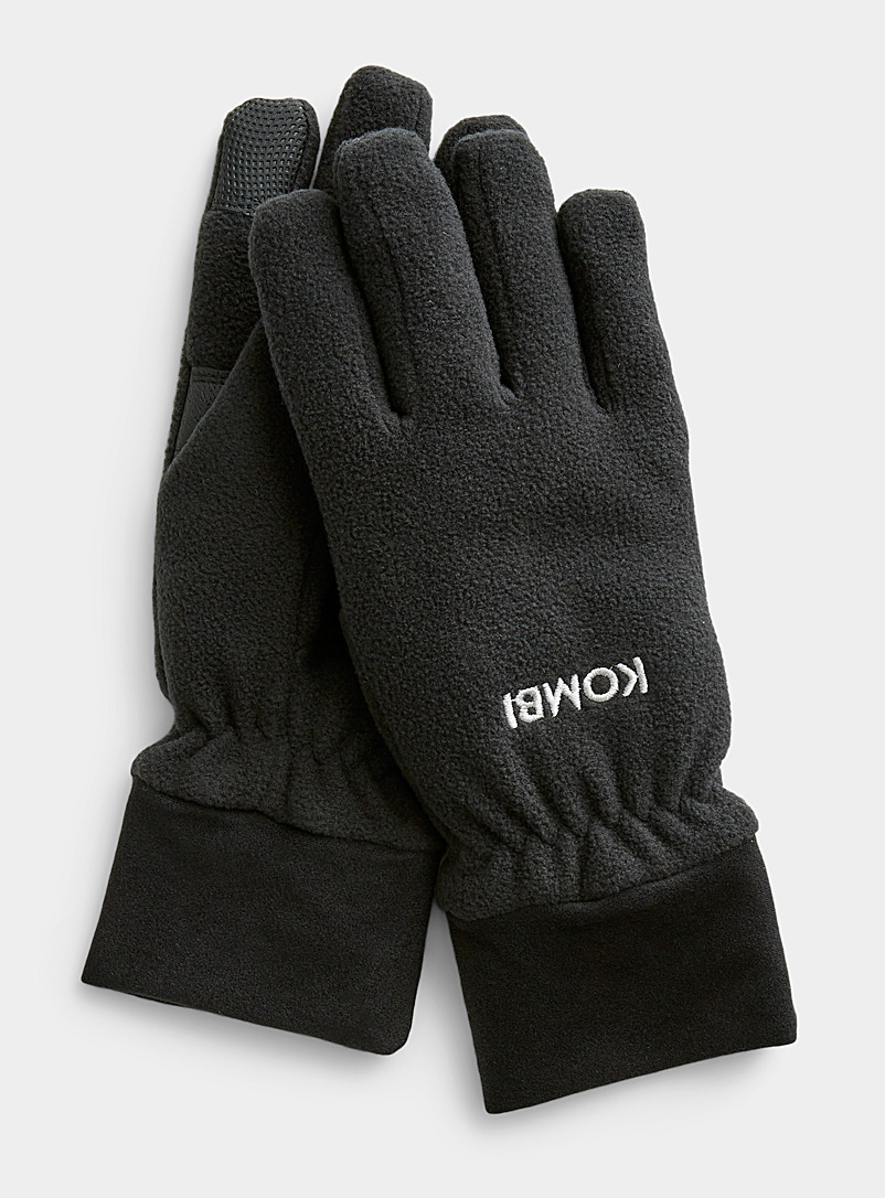 Kombi Black Anti-slip palm polar fleece gloves for women