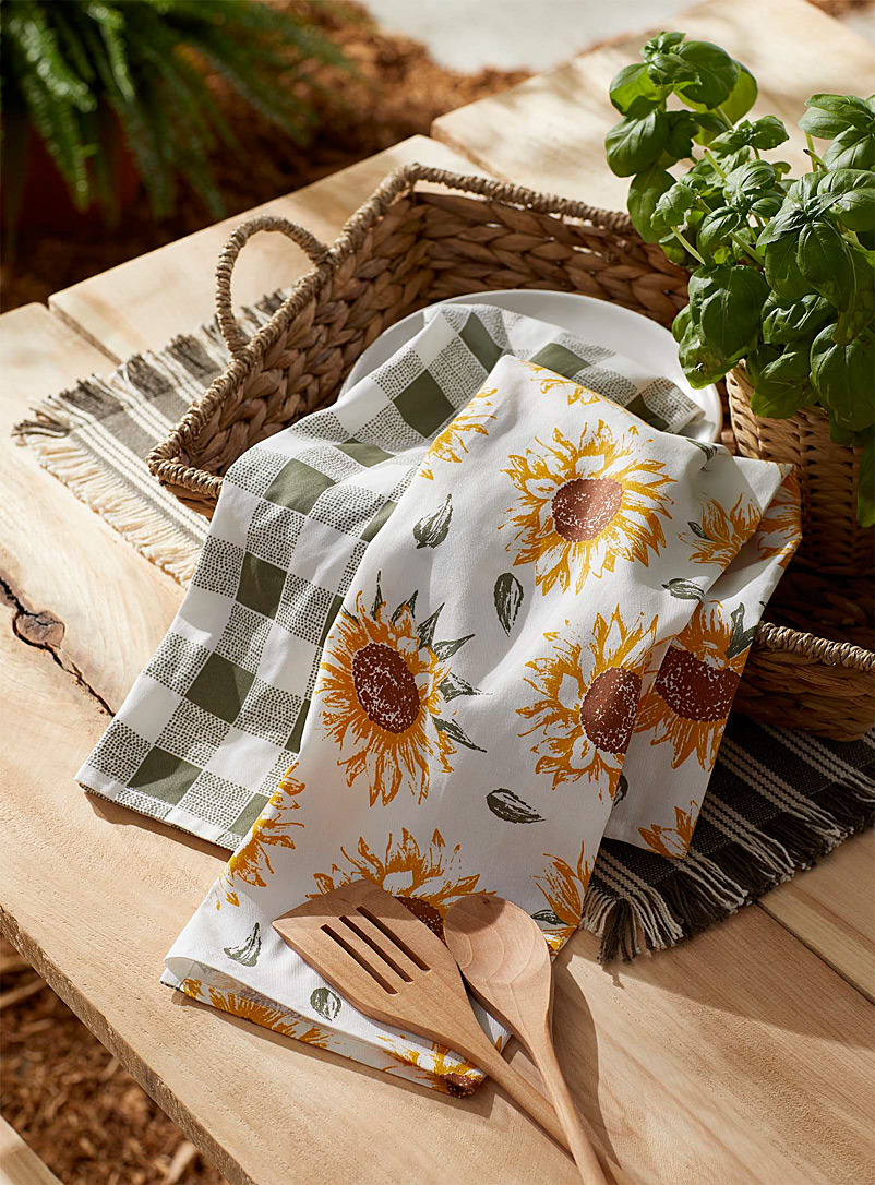 Simons Maison Assorted Blooming sunflowers tea towels Set of 2