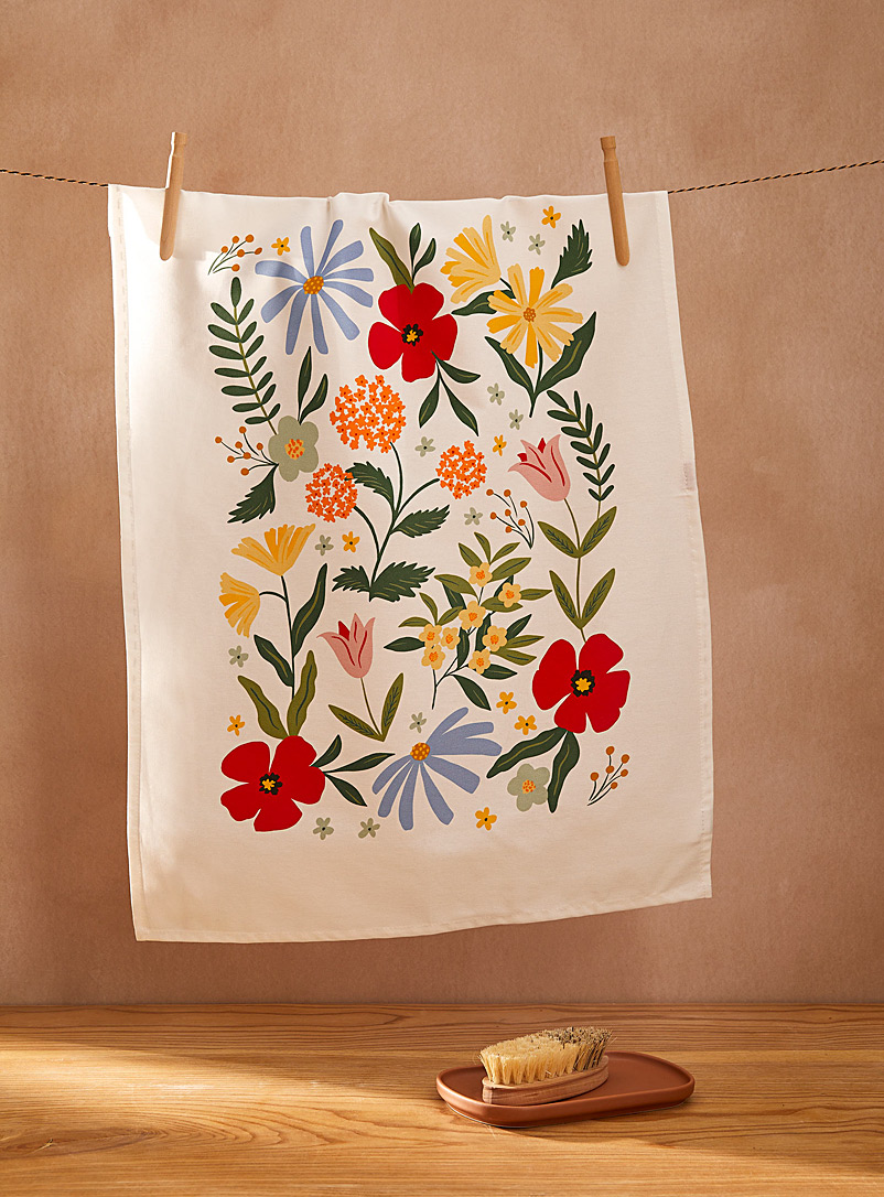 Simons Maison Assorted Colourful flowers tea towel