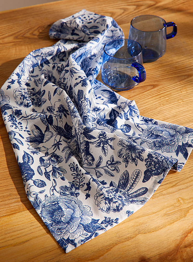 Simons Maison Patterned Blue Floral tapestry touch of linen tea towel