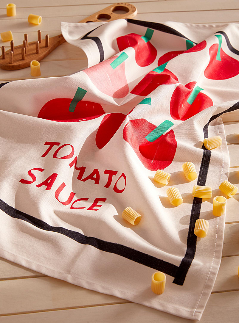 Simons Maison: Le linge à vaisselle coton recyclé sauce tomate Blanc à motifs
