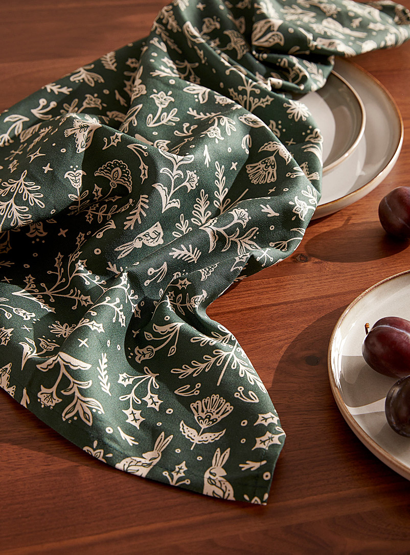 Simons Maison: Le linge à vaisselle coton recyclé forêt féérique Vert à motifs