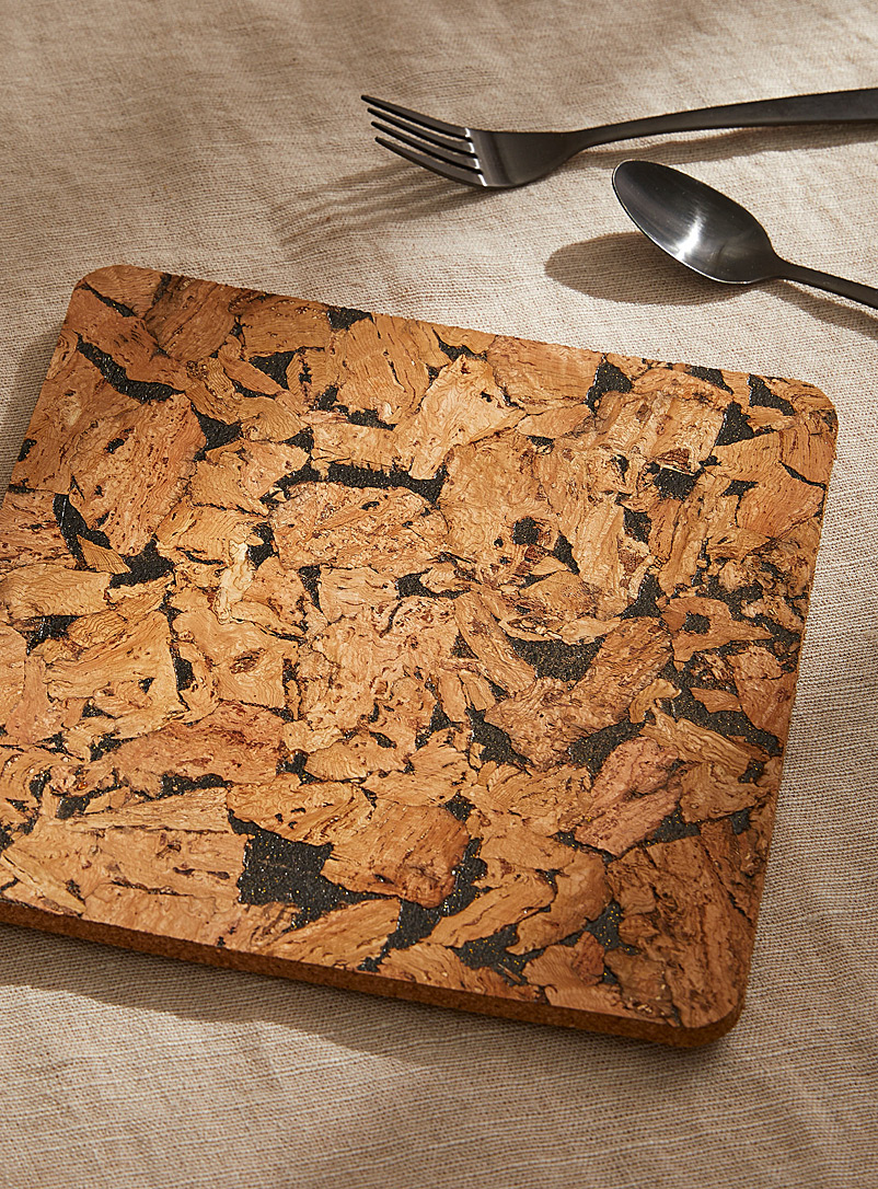 Simons Maison Sand Wood chip-style cork trivet 22 x 22 cm