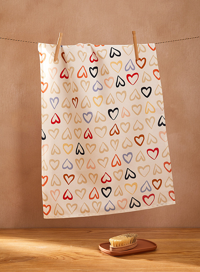 Simons Maison Assorted Drawn hearts tea towel
