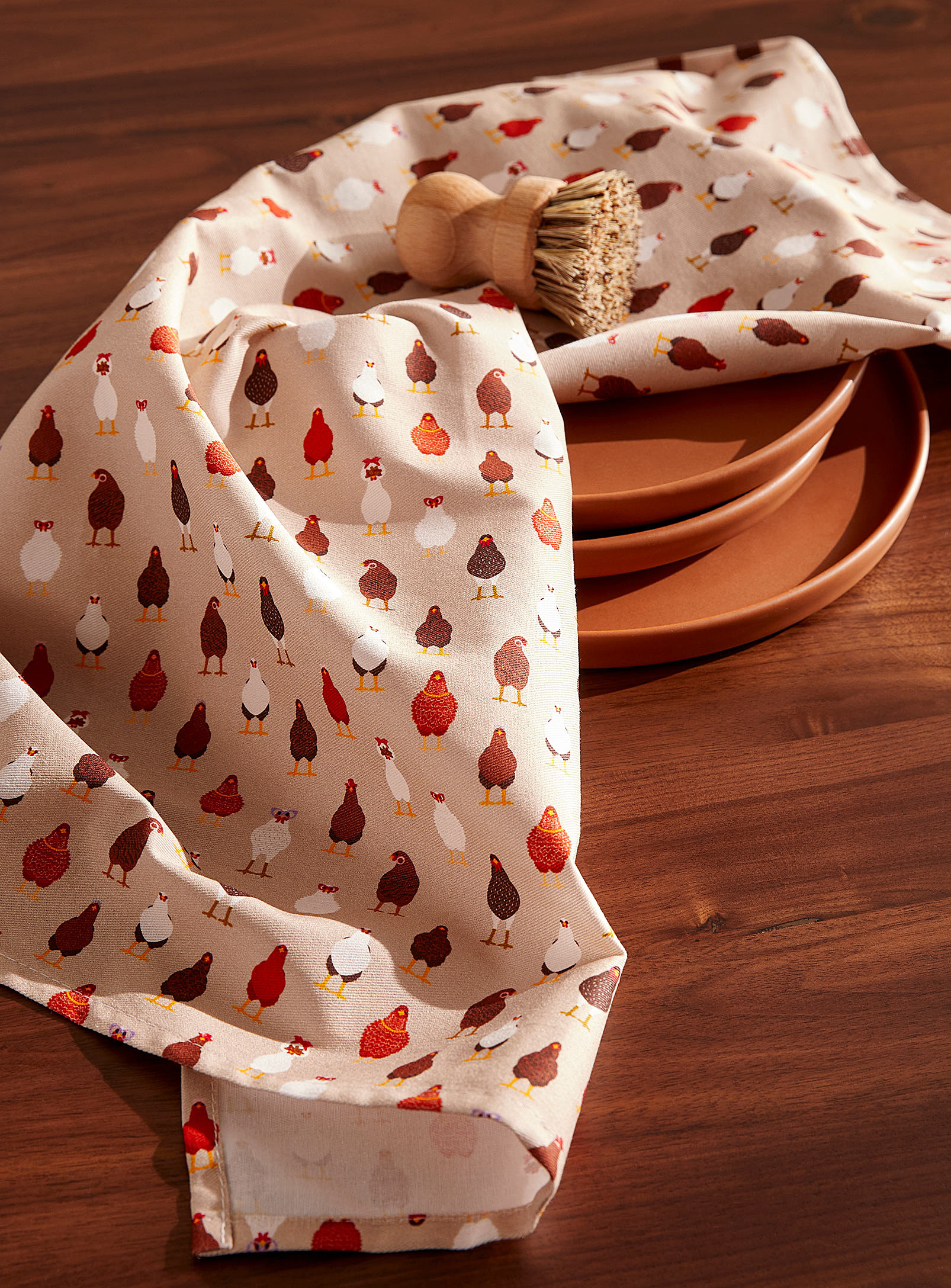 Simons Maison - Cute hens recycled cotton tea towel
