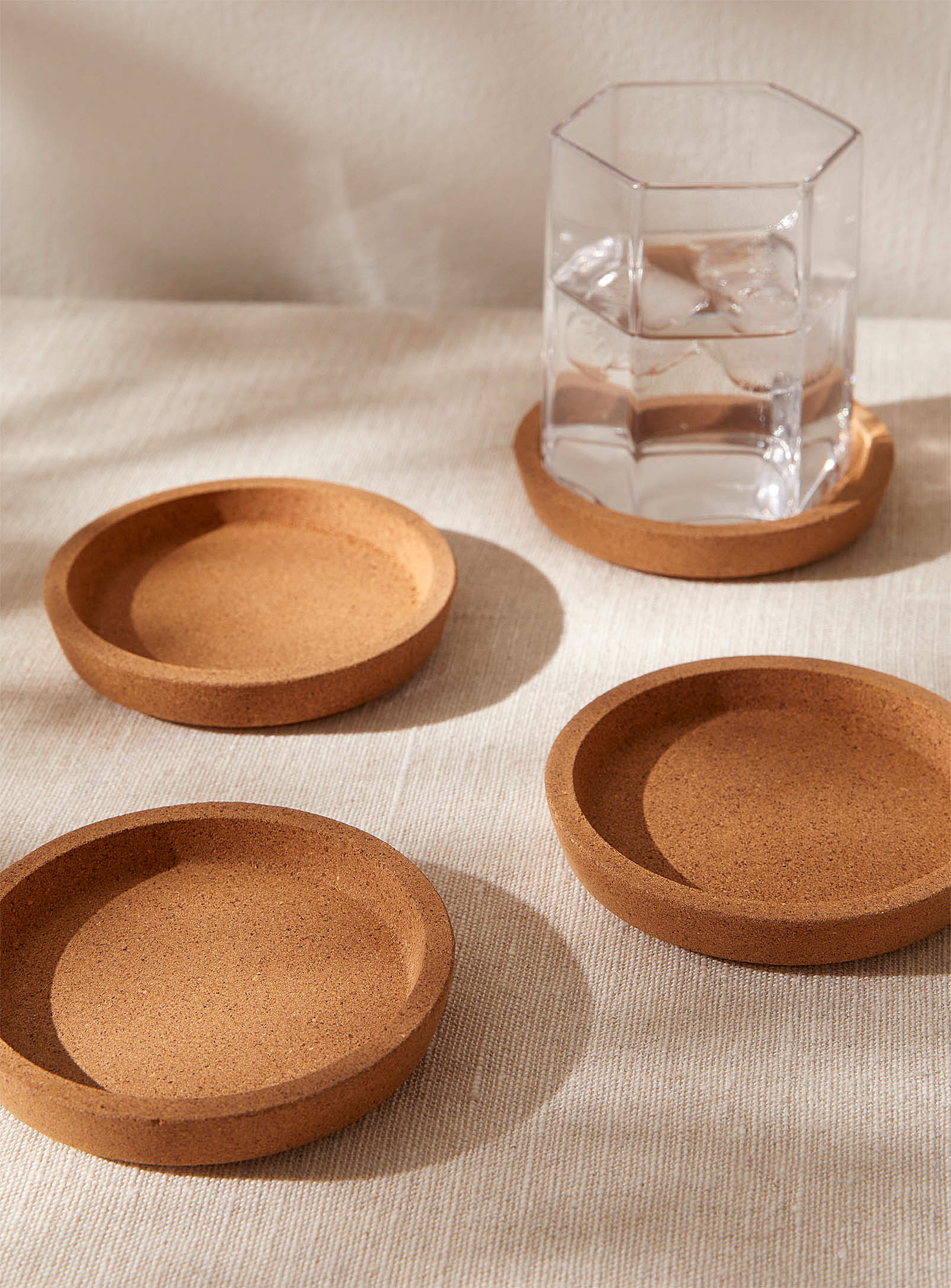 Simons Maison Round Cork Coasters Set Of 4 In Brown