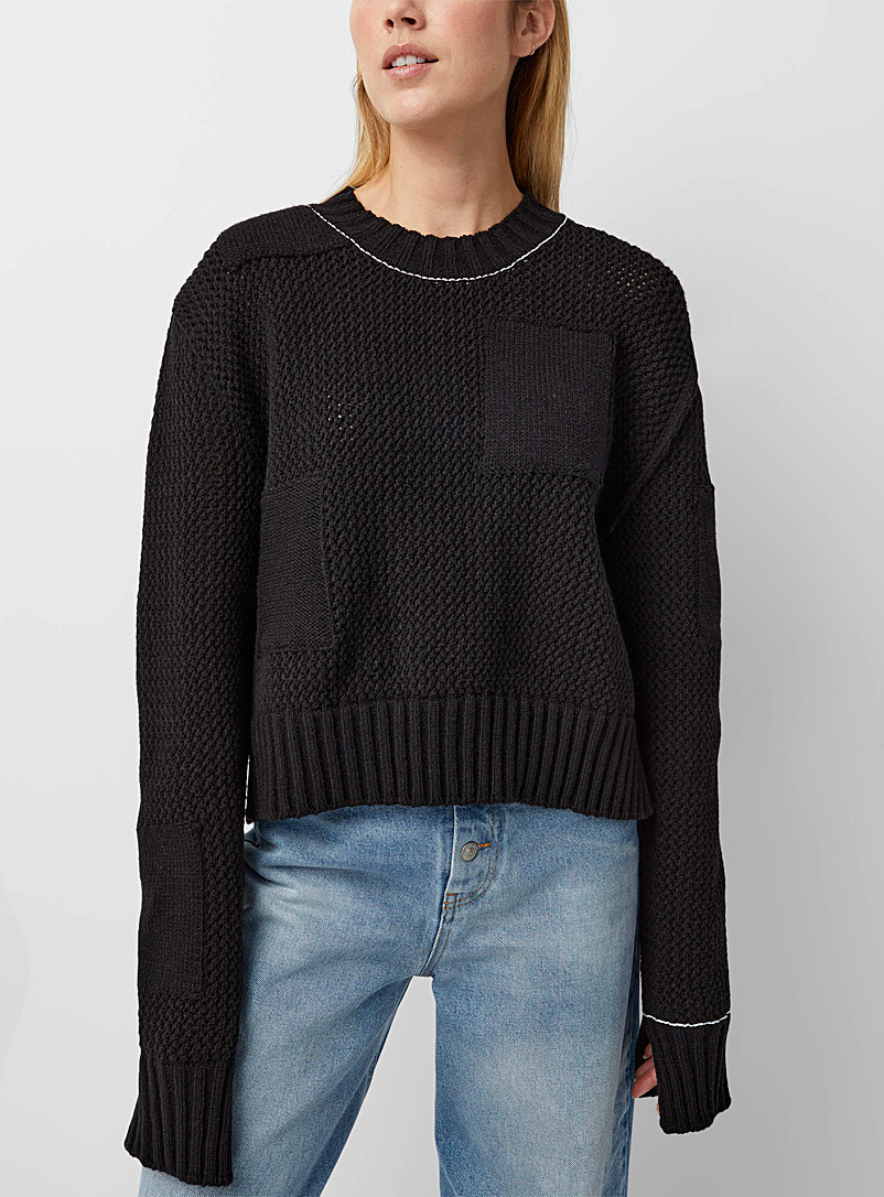 MM6 Maison Margiela Black Topstitched knit sweater for women